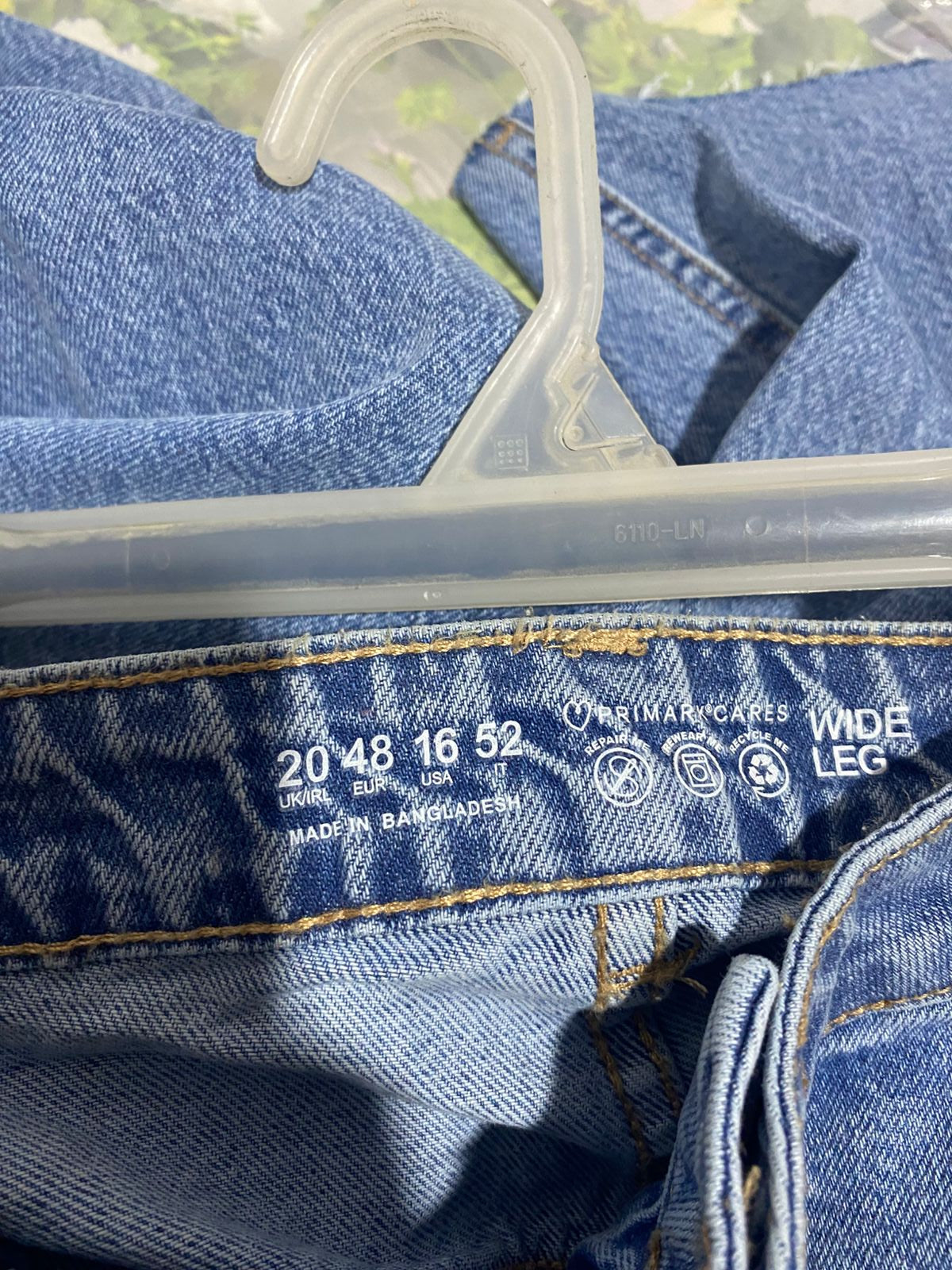 PRIMARK|XXL|WAIST 40|HIGH-RISE, WIDE-LEG CROPPED JEANS