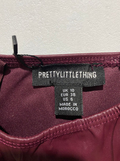 PRETTY LITTLE THING|M|BUST 15|Giselle Faux Leather Slip Midi Dress