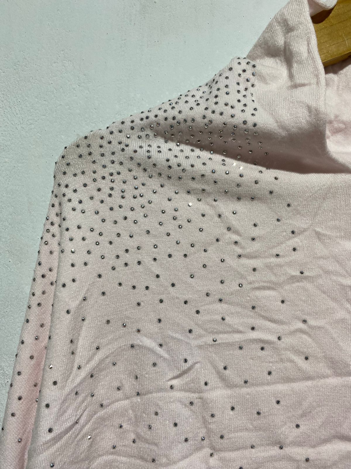 KRIS ANA|FREE SIZE |LIGHT PINK RHINESTONE EMBELLISHED ASYMMETRIC PONCHO