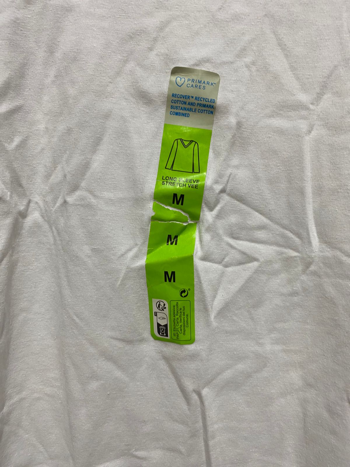 PRIMARK|M|BUST 17|Tech Long Sleeve T-Shirt  WHITE