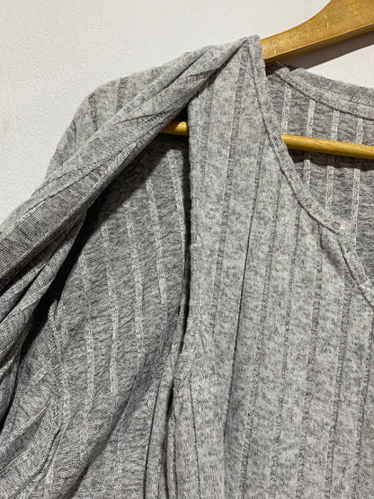 CURVZY|XL|BUST 23|GREY RIBBED DRESS AND LONGLINE SHRUG CO-ORD SET