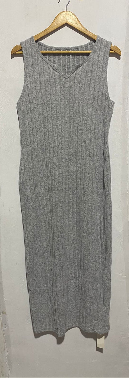 CURVZY|XL|BUST 23|GREY RIBBED DRESS AND LONGLINE SHRUG CO-ORD SET