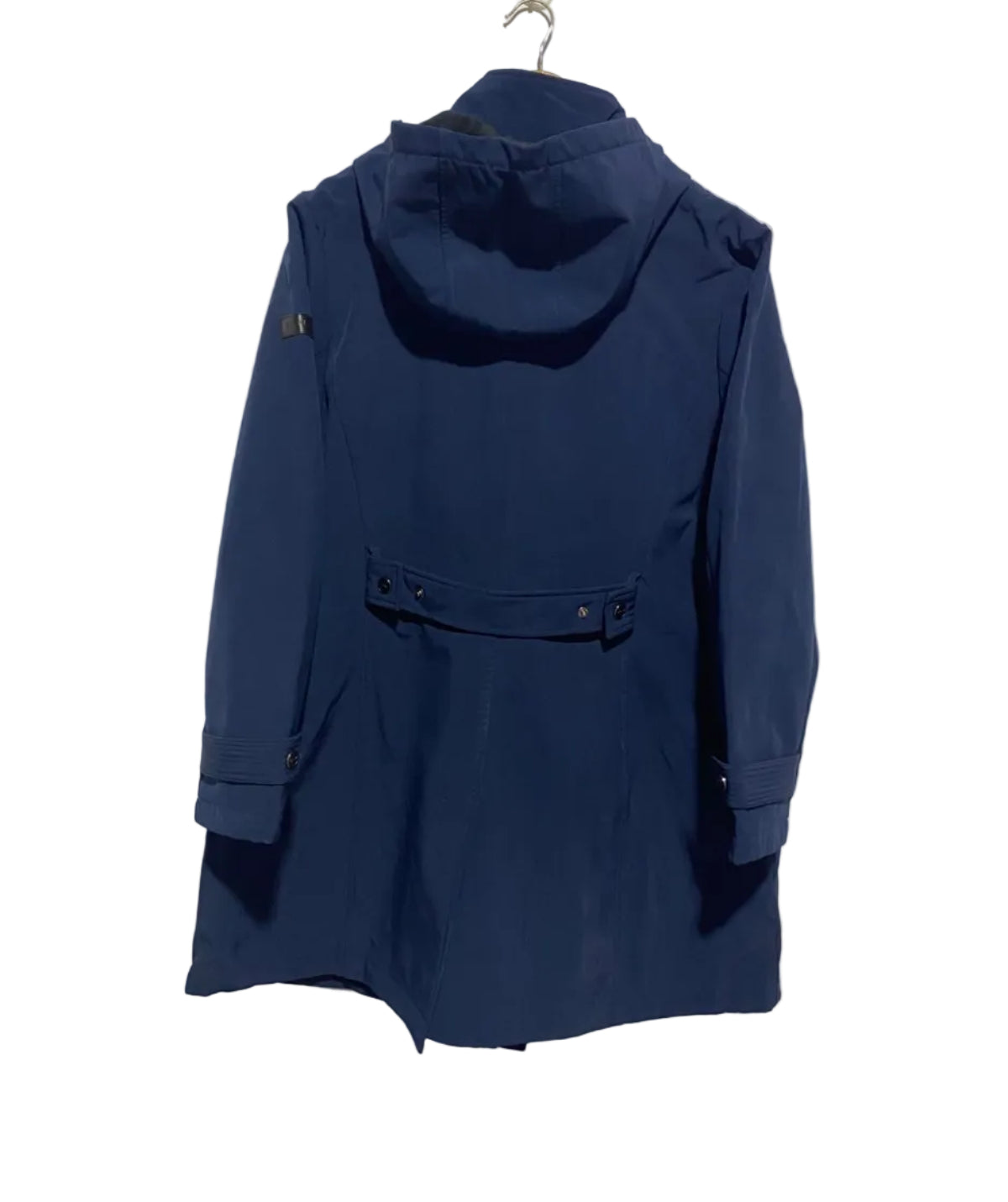 DKNY|XL|BUST 24|NAVY BLUE WATER-RESISTANT HOODED ANORAK COAT