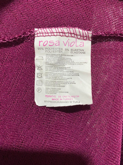 ROSA VIOLA|S/M|BUST 18|MAROON ASYMMETRIC DUSTER CARDIGAN WITH CROCHET LACE BACK PANEL AND CUFFS