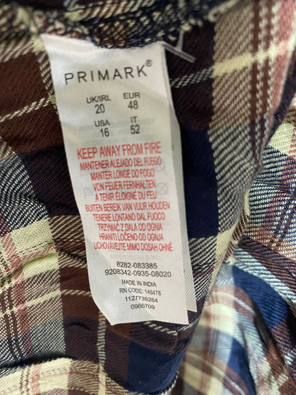 PRIMARK|XL/XXL|BUST 24|NAVY BLUE, MAROON, AND BEIGE PLAID TIERED MIDI DRES