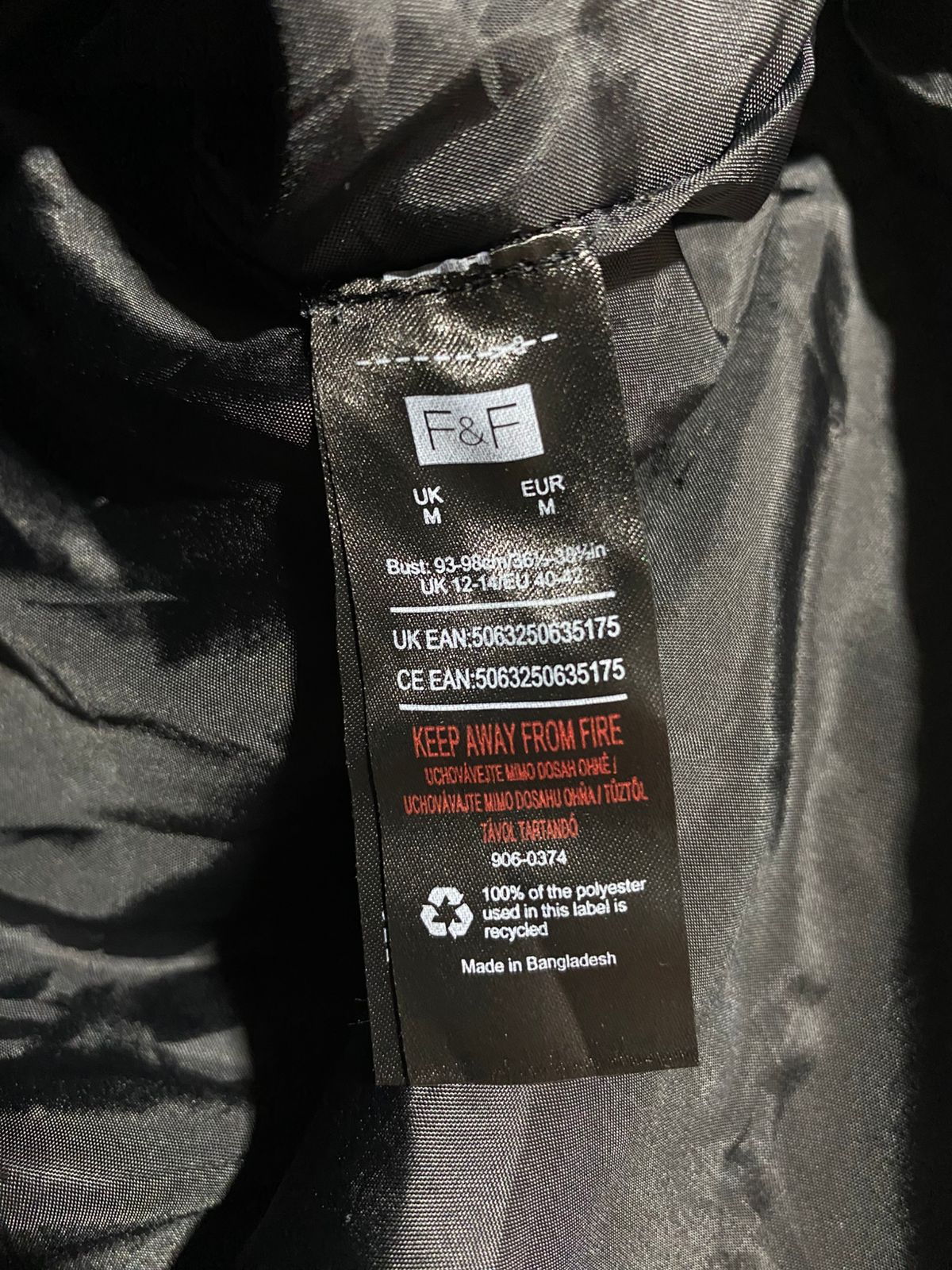 F&F |M|BUST 23|BLACK GEOMETRIC QUILTED OVERSIZED PUFFER JACKET WITH DRAWSTRING WAIST