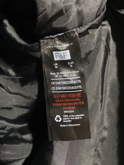 F&F |M|BUST 23|BLACK GEOMETRIC QUILTED OVERSIZED PUFFER JACKET WITH DRAWSTRING WAIST