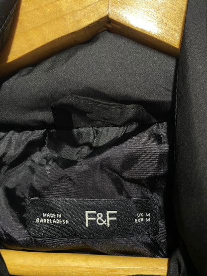 F&F |M|BUST 23|BLACK GEOMETRIC QUILTED OVERSIZED PUFFER JACKET WITH DRAWSTRING WAIST