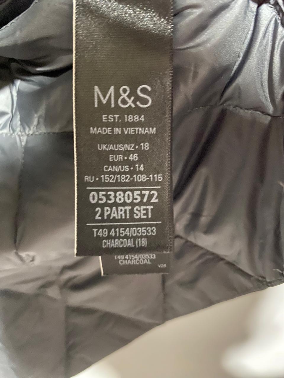 MARK&SPENCER PER UNA|XL|BUST 23|GREY DIAMOND QUILTED HOODED JACKET WITH TAN ACCENTS