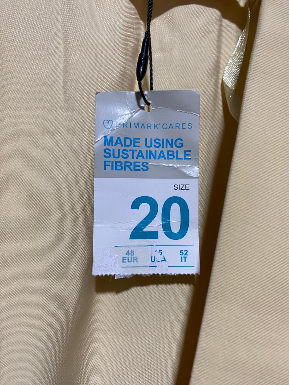 PRIMARK|XL/XXL|BUST 26|PALE YELLOW SINGLE-BUTTON RELAXED-FIT BLAZER