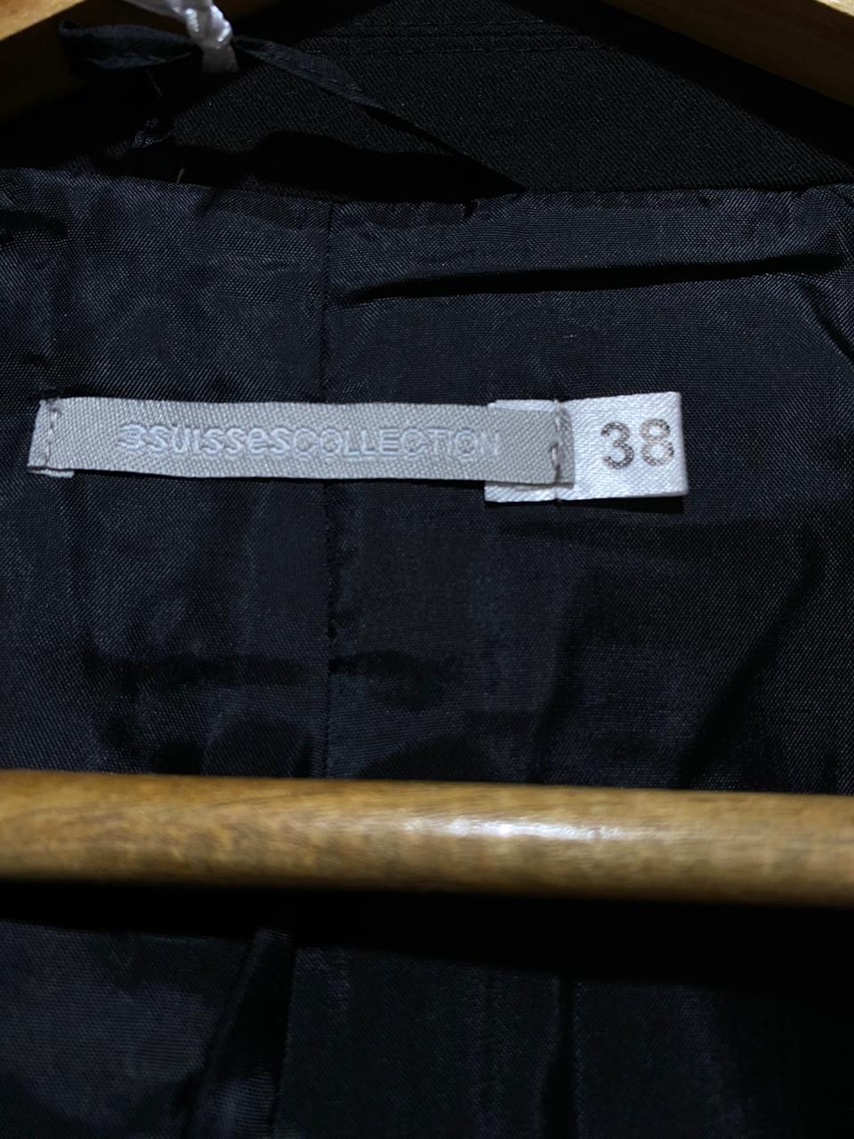 3 SUISSES COLLECTION|S|BUST 19|BLACK SINGLE-BUTTON TAILORED BLAZER