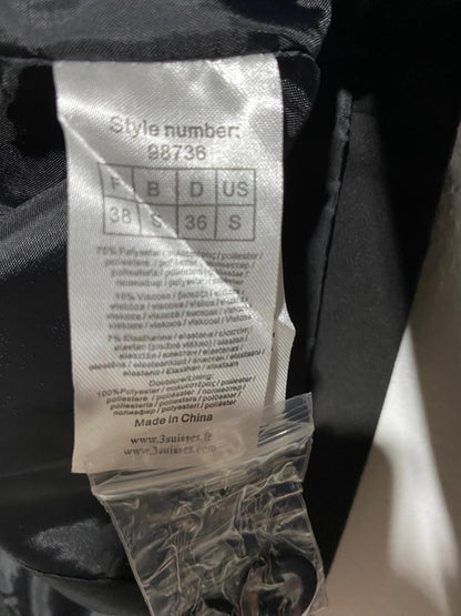 3 SUISSES COLLECTION|S|BUST 19|BLACK SINGLE-BUTTON TAILORED BLAZER