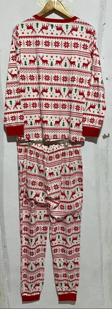 PATPAT WOMEN| XL | BUST 21|RED AND WHITE CHRISTMAS FAIR ISLE PAJAMA SET