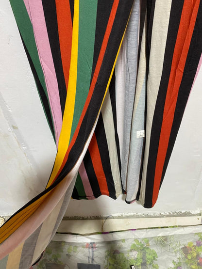 BOOHOO | XL|BUST 20|MULTI-COLOR VERTICAL STRIPED DEEP V-NECK MIDI DRESS