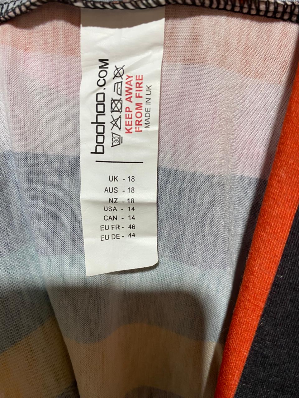 BOOHOO | XL|BUST 20|MULTI-COLOR VERTICAL STRIPED DEEP V-NECK MIDI DRESS