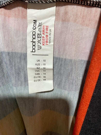 BOOHOO | XL|BUST 20|MULTI-COLOR VERTICAL STRIPED DEEP V-NECK MIDI DRESS