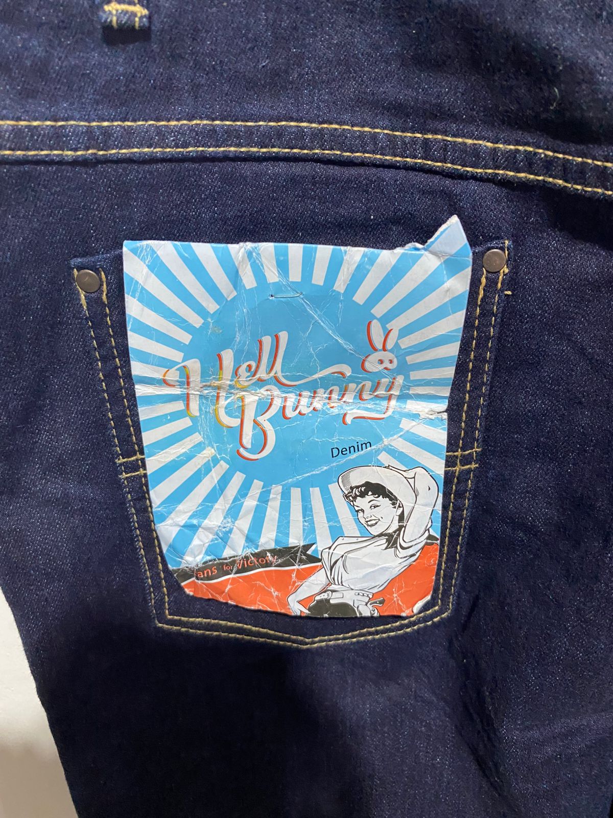 HELL0 BUNNY |M/L|WAIST 32|DARK BLUE DENIM OVERALLS