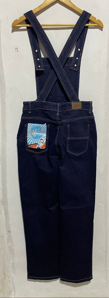 HELL0 BUNNY |M/L|WAIST 32|DARK BLUE DENIM OVERALLS