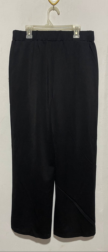 Black Wide-Leg Trousers|XLARGE|WAIST 30 ELASTICATED