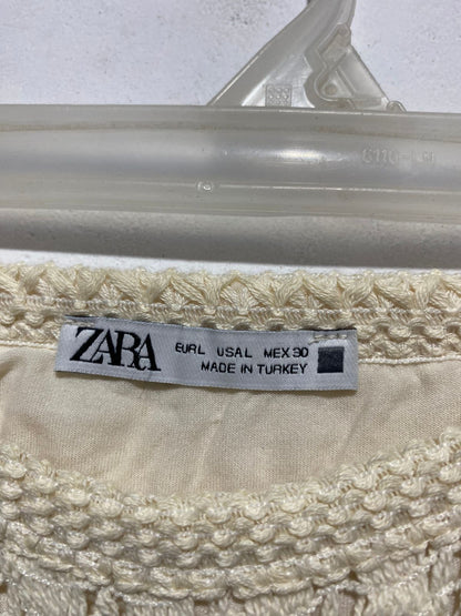 ZARA|L|WAIST 30|CREAM TEXTURED SKIRT