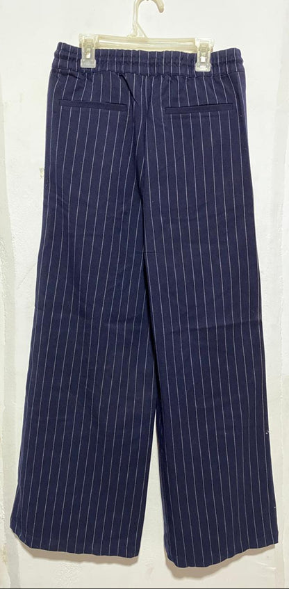 H&M DIVIDED|XS\S|WAIST 28|NAVY BLUE PINSTRIPE WIDE-LEG TROUSERS