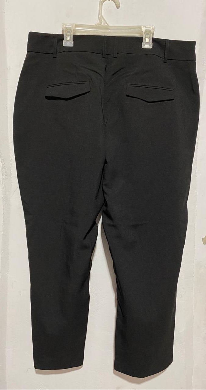 BLACK ANKLE-LENGTH STRAIGHT LEG TROUSERS|L/XL|WAIST 36