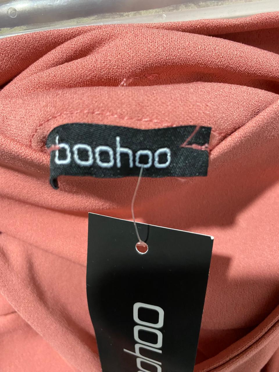 BOOHOO|XS|WAIST 24|SALMON PINK WIDE-LEG PAPERBAG WAIST TROUSERS