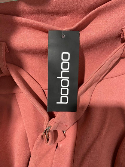 BOOHOO|XS|WAIST 24|SALMON PINK WIDE-LEG PAPERBAG WAIST TROUSERS