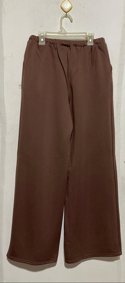 SHEIN|S|WAIST 26|BROWN WIDE-LEG DRAWSTRING TROUSERS