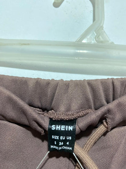 SHEIN|S|WAIST 26|BROWN WIDE-LEG DRAWSTRING TROUSERS