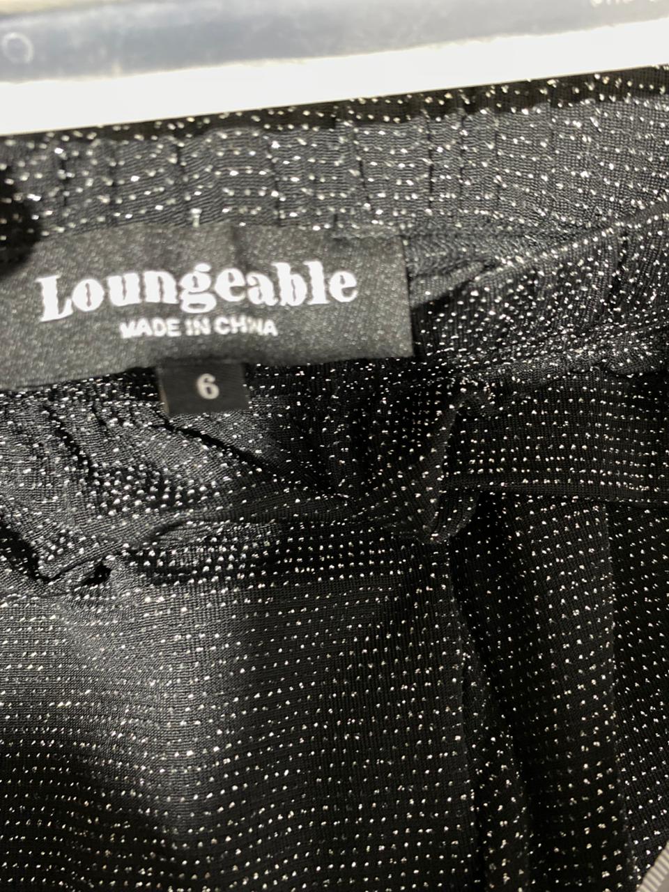 LOUNGABLE|XS/S|WAIST 24|BLACK SHIMMER WIDE-LEG TROUSERS