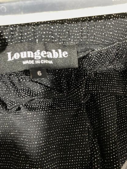 LOUNGABLE|XS/S|WAIST 24|BLACK SHIMMER WIDE-LEG TROUSERS