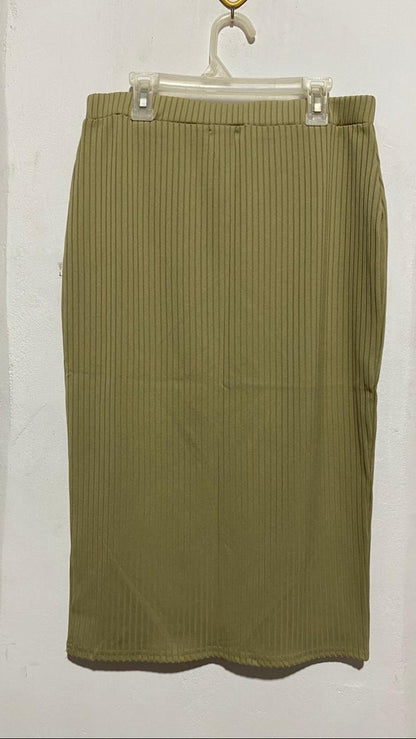 BOOHOO |L/XL|WAIST 28|KHAKI RIBBED PENCIL SKIRT