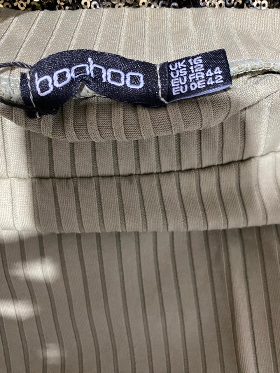 BOOHOO |L/XL|WAIST 28|KHAKI RIBBED PENCIL SKIRT