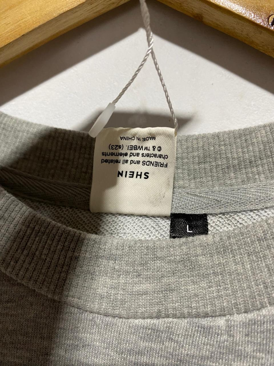 SHEIN |L|BUST 22|GREY CROPPED "FRIENDS" SWEATSHIRT