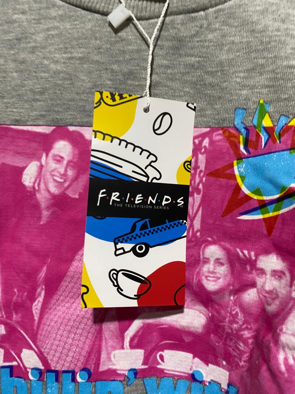 SHEIN |L|BUST 22|GREY CROPPED "FRIENDS" SWEATSHIRT