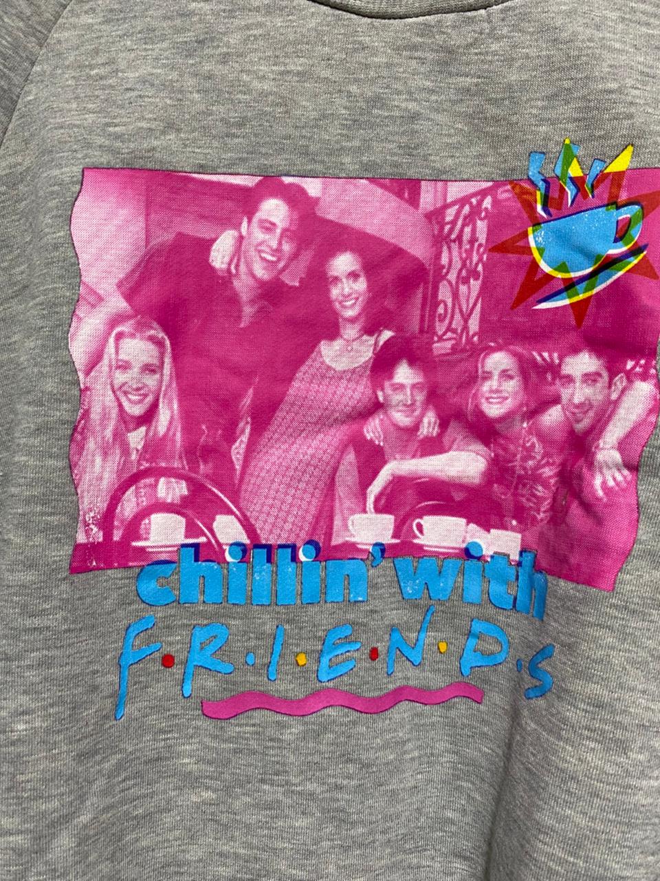 SHEIN |L|BUST 22|GREY CROPPED "FRIENDS" SWEATSHIRT