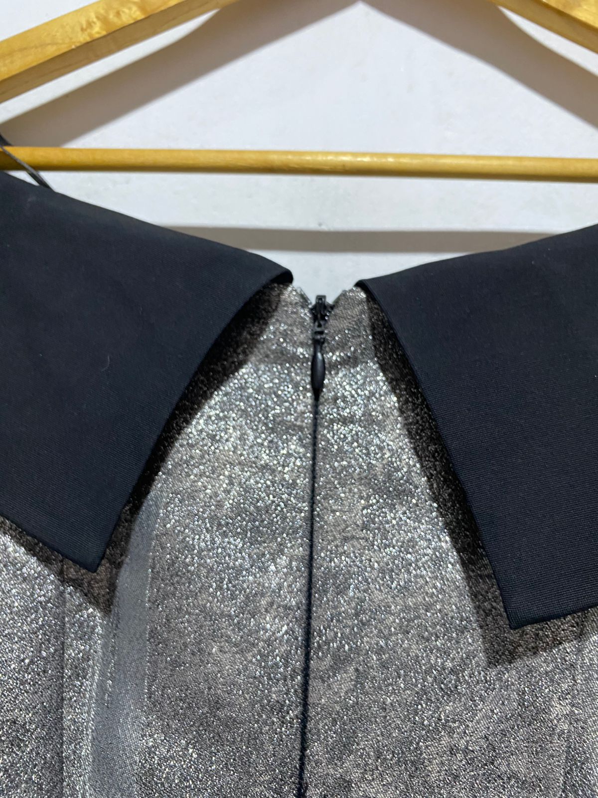 COAST |M|BUST 16|BLACK AND SILVER BARDOT JACQUARD MIDI DRESS