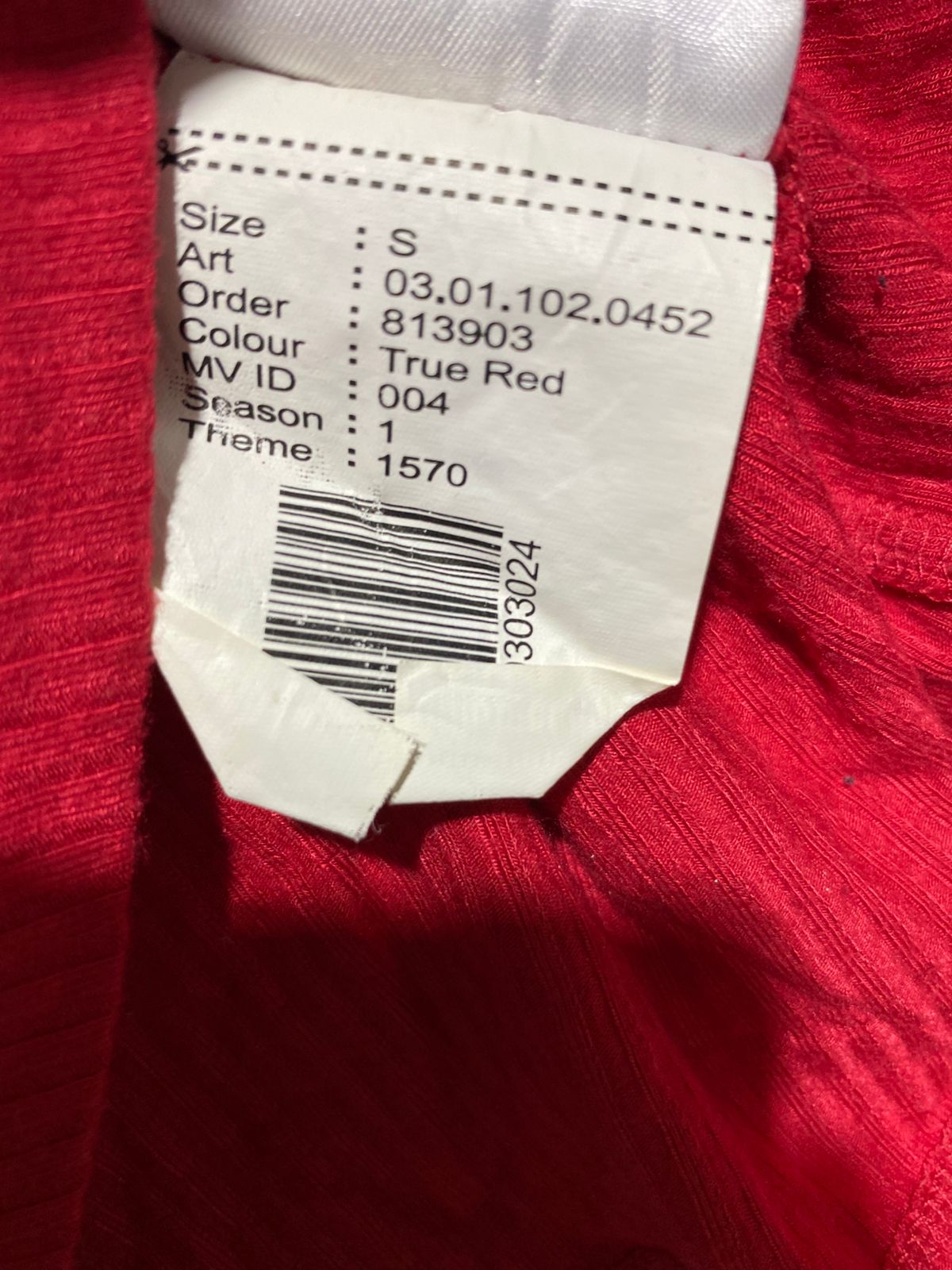 AMISU|S|BUST 16|Red Ribbed Long Sleeve Top