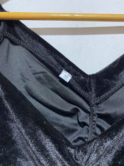 SHEIN|S/M|BUST 14|BLACK VELVET RUCHED BODYCON MINI DRESS