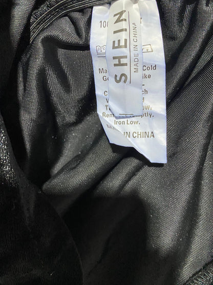 SHEIN|S/M|BUST 14|BLACK VELVET RUCHED BODYCON MINI DRESS