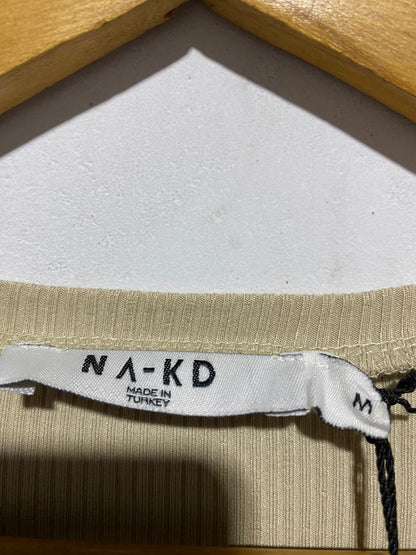 NAKD|M|BUST 16|BEIGE RIBBED MIDI DRESS WITH TIE WAIST