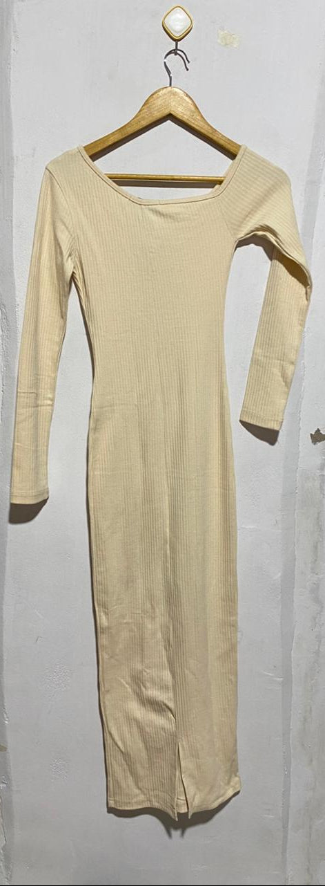 MISSGUIDED |XS|BUST 13|BEIGE TIE FRONT MIDI DRESS