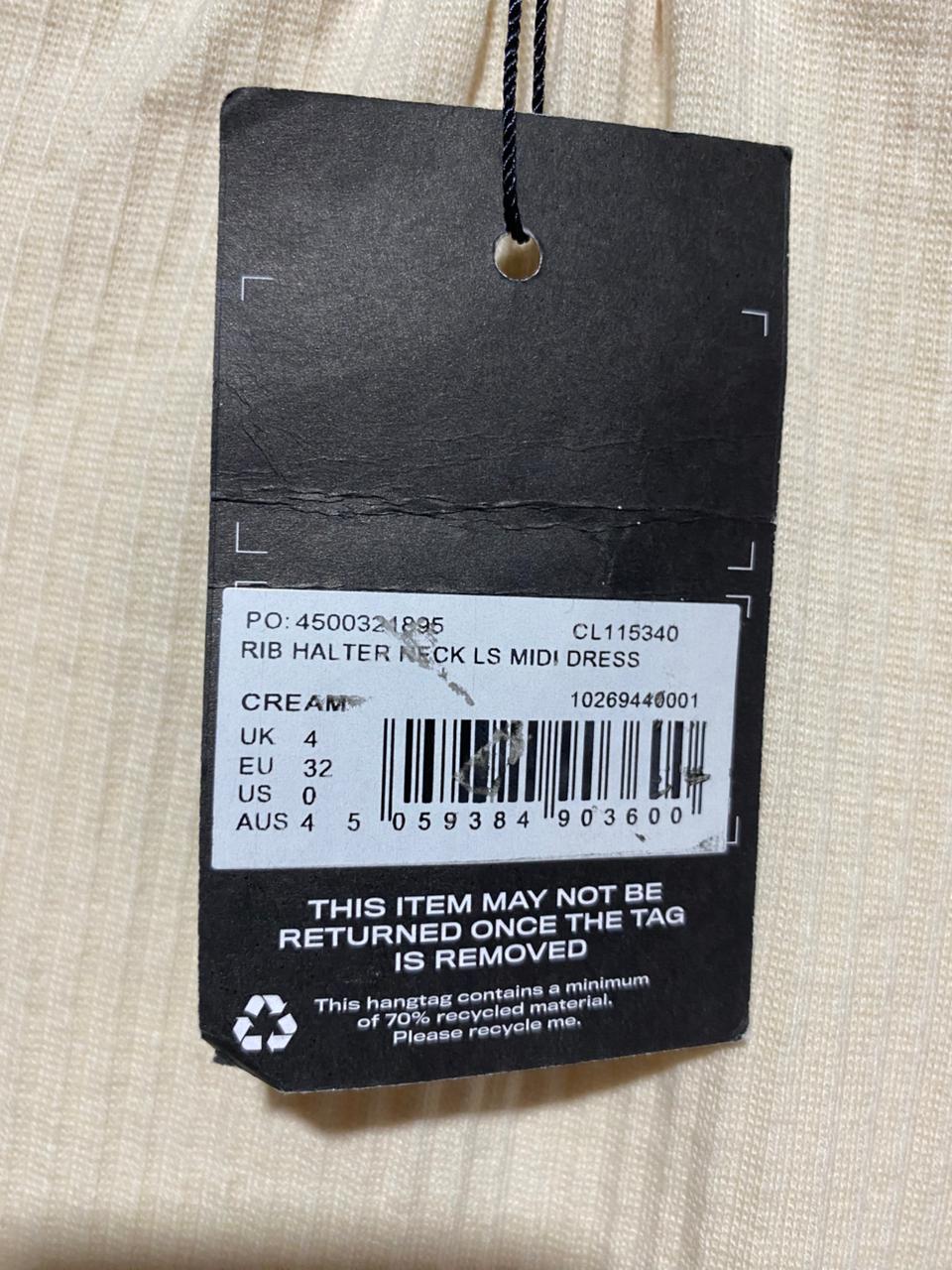 MISSGUIDED |XS|BUST 13|BEIGE TIE FRONT MIDI DRESS