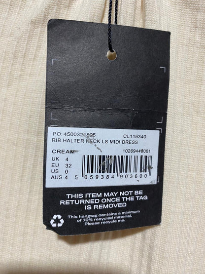 MISSGUIDED |XS|BUST 13|BEIGE TIE FRONT MIDI DRESS