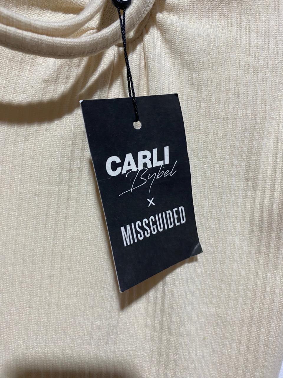 MISSGUIDED |XS|BUST 13|BEIGE TIE FRONT MIDI DRESS