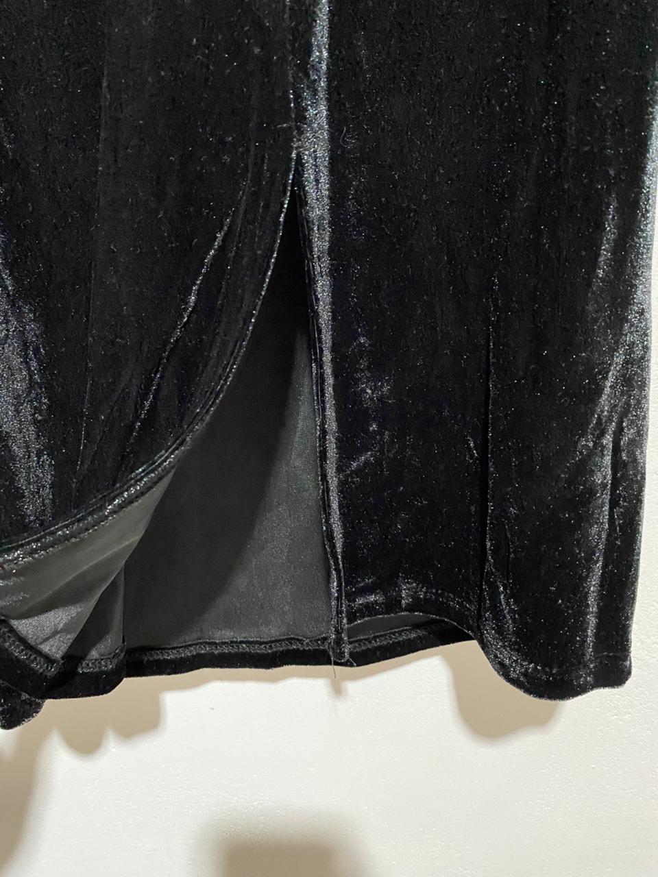 PRIMARK|XS|BUST 13| VELVET ASYMMETRIC MIDI DRESS IN BLACK