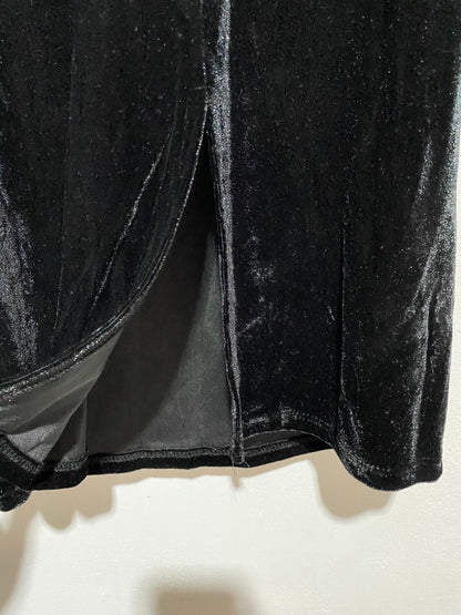 PRIMARK|XS|BUST 13| VELVET ASYMMETRIC MIDI DRESS IN BLACK