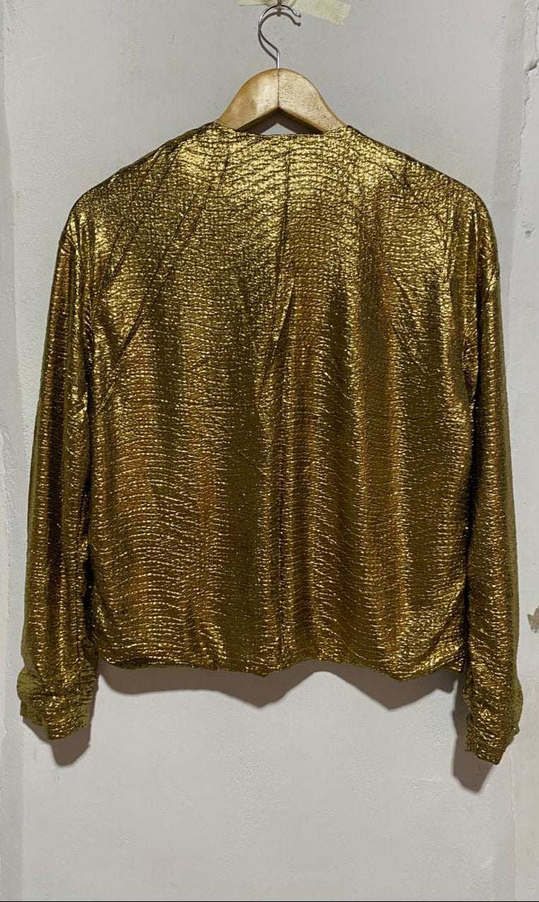 H&M|S/M|BUST 20| WOMENS GOLD CROPPED JACKET