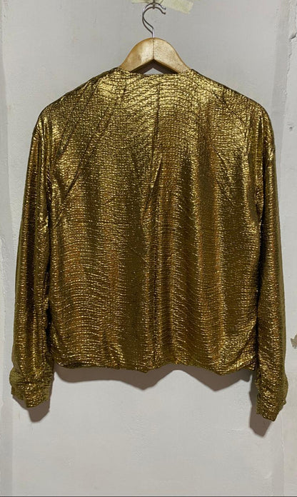 H&M|S/M|BUST 20| WOMENS GOLD CROPPED JACKET